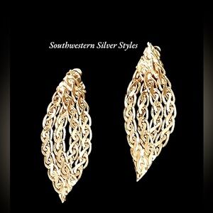 Vintage Retro Southwestern .925 Sterling Silver Nail Head Woven Mesh Earrings